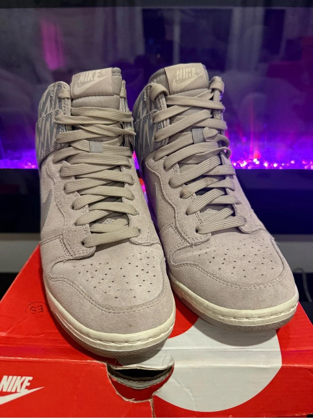 Sky Women’s High-Top Wedge Sneakers in Light Gray